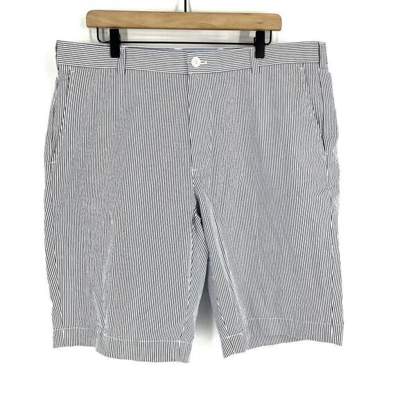 Brooks Brothers 346 Seersucker Shorts Size 38 Mens Blue Striped Flat Front Chino - Picture 1 of 6